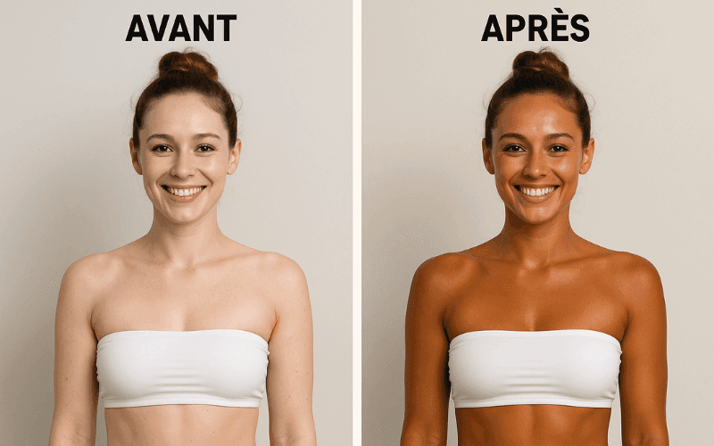 photo avant et après séance solarium